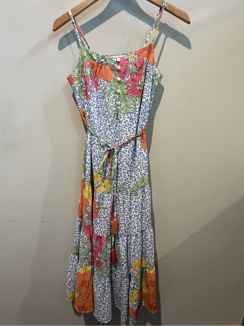 THML Multicolor Floral Spaghetti-Strap Maxi Dress